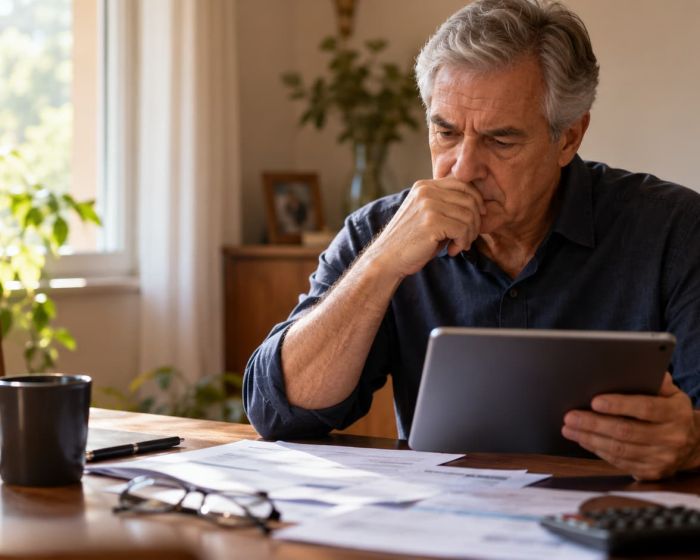 Investidor conferindo extrato após prejuízo com assessoria de investimentos